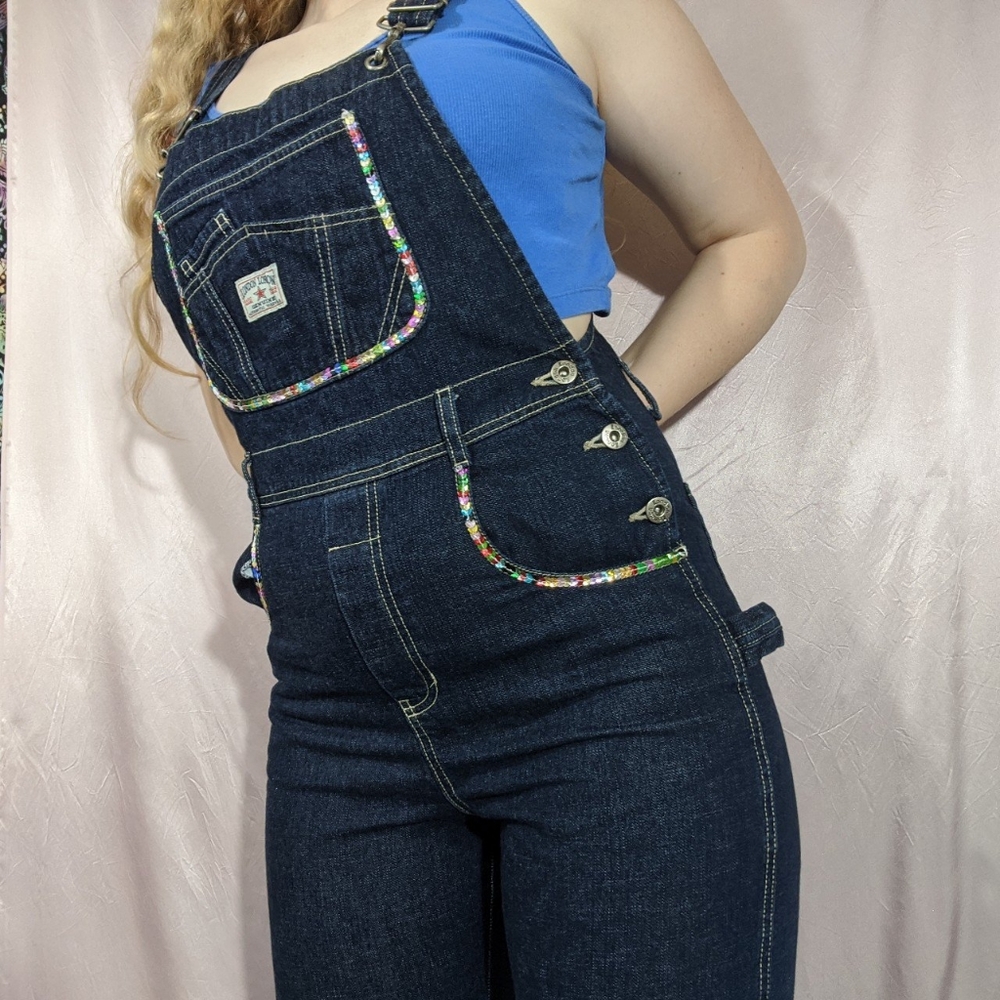 London London jeans carpenter overalls w/ sequins